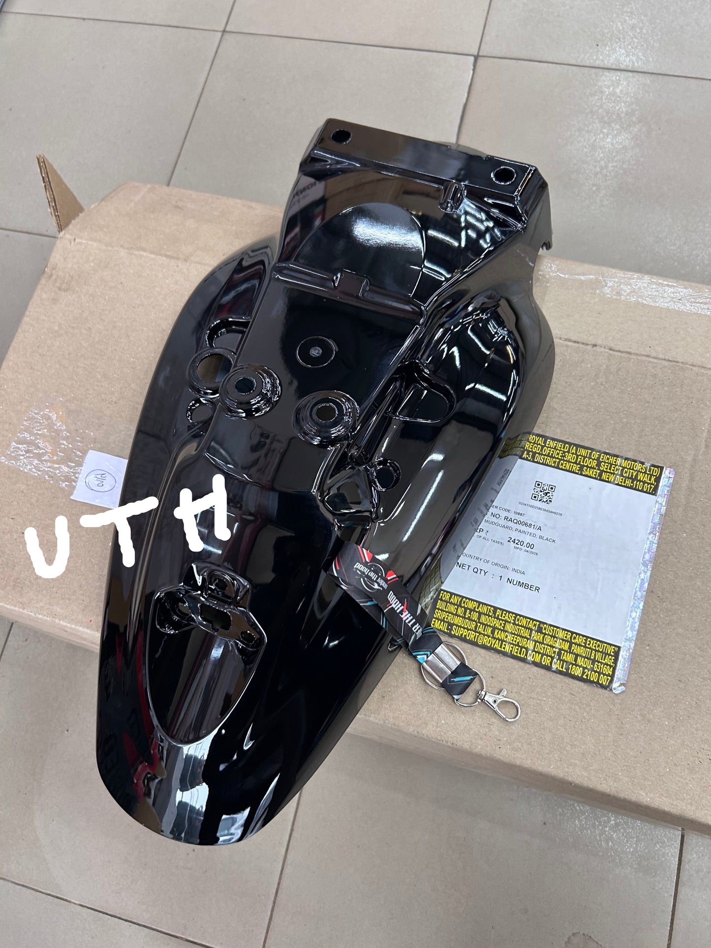 Royal Enfield RAQ00681/A – Rear Mudguard (Painted Black) | Genuine OEM for Hunter 350 (Dapper, Metro, Metro Rebel, Retro/Factory)