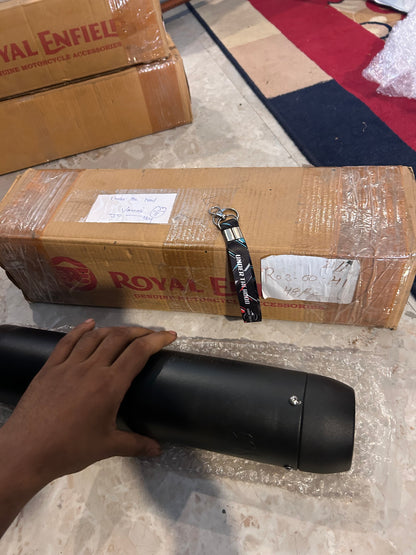 Royal Enfield 1990727 Black Tapered Silencer-IN — OEM Black Exhaust for Classic UCE