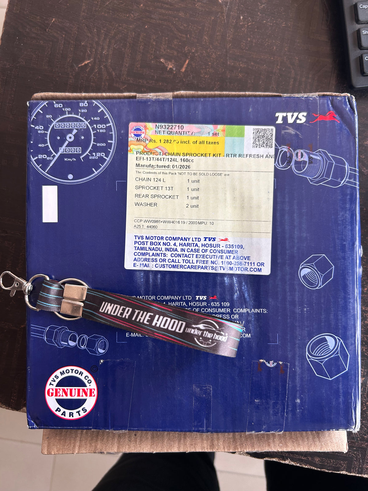 TVS Apache RTR 160 2V Genuine Chain Sprocket Kit 13T/44T/124L | N9322710