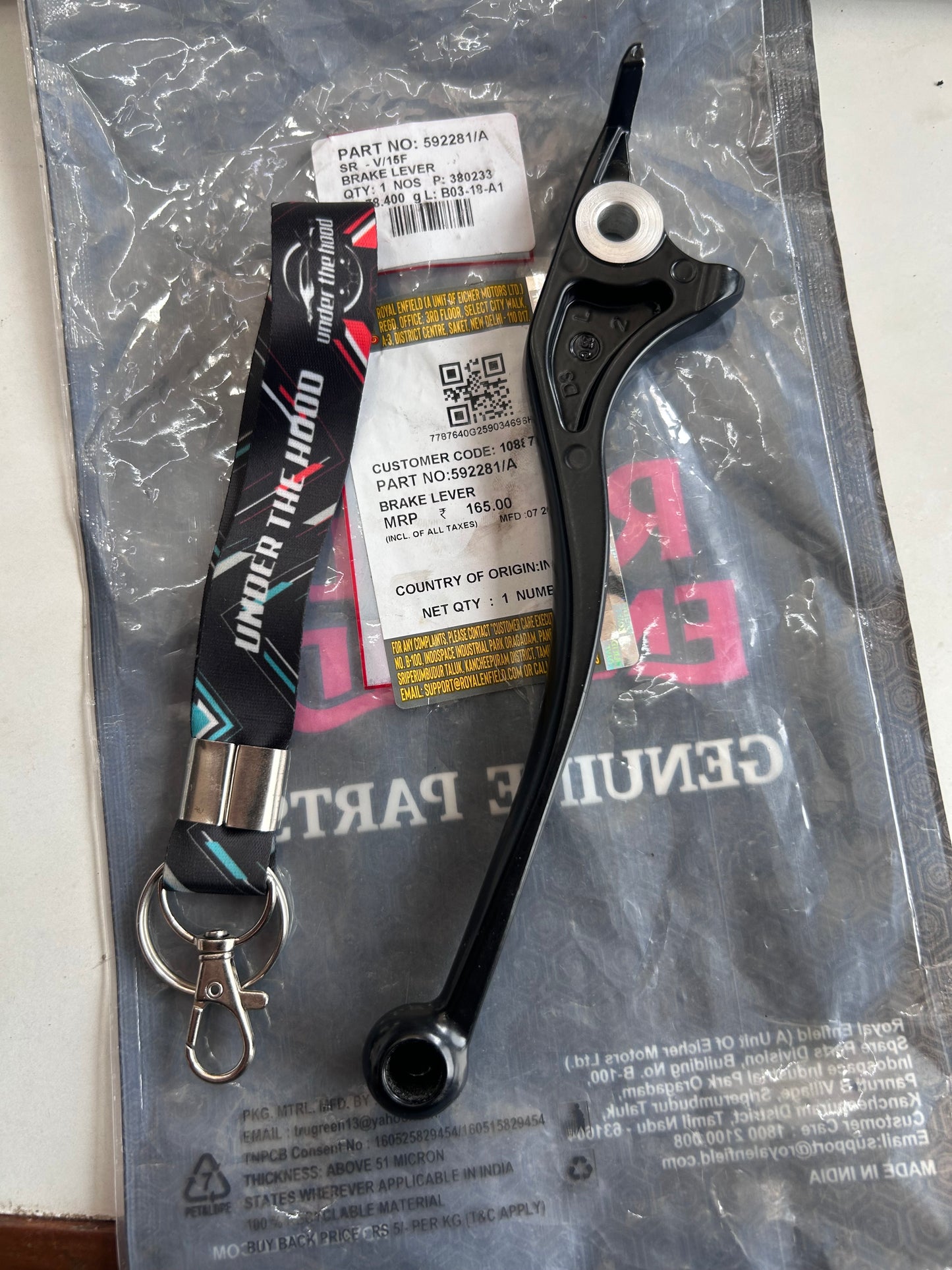 Royal Enfield 592281/A – Black Front Brake Lever Disc Brake For Classic 350 bs6 UCE Models Only
