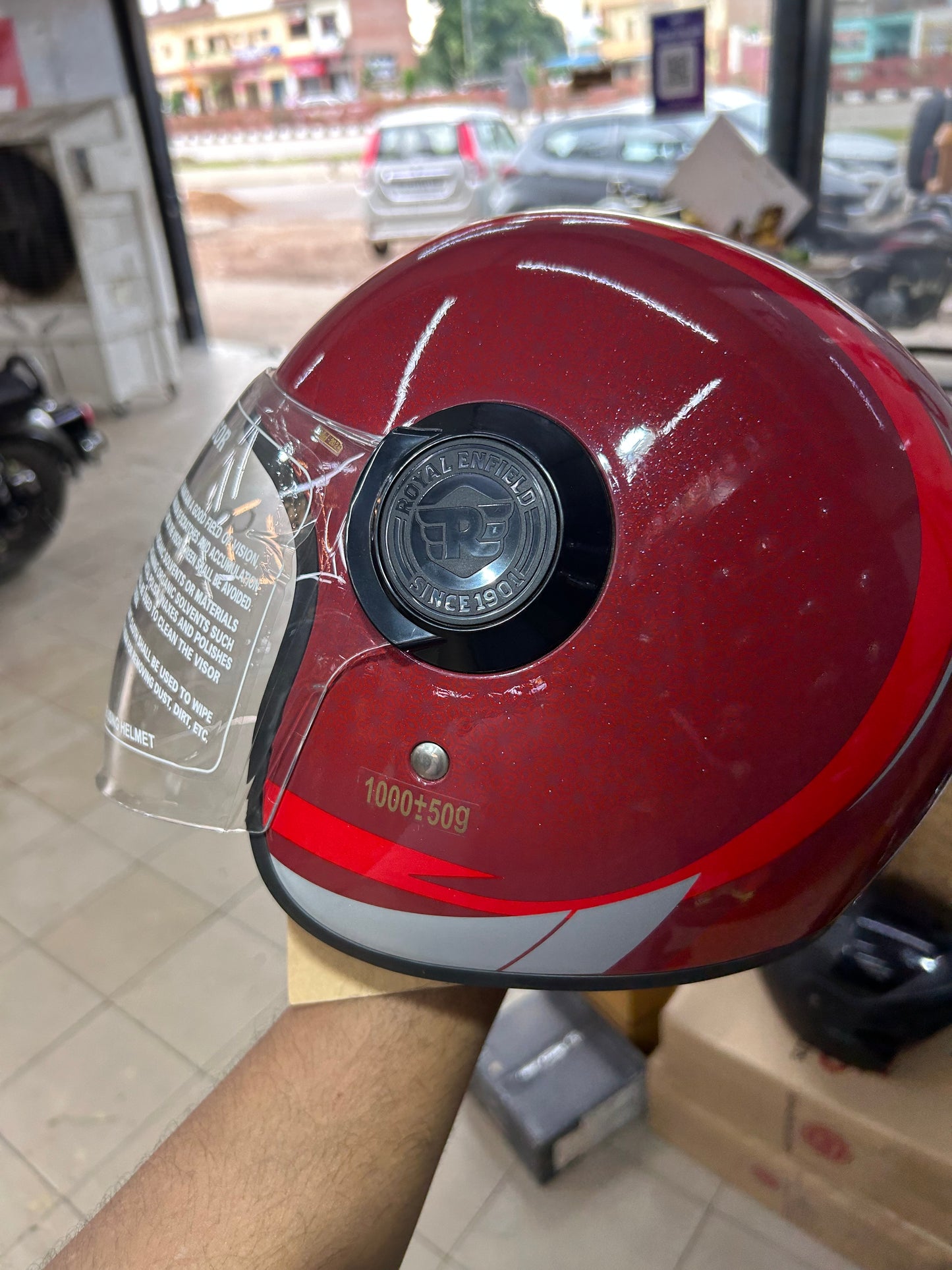 Royal Enfield Copter Helmet – Red SBH-65 (XL 62cm) | DOT & ISI Certified | Genuine LTR Edition