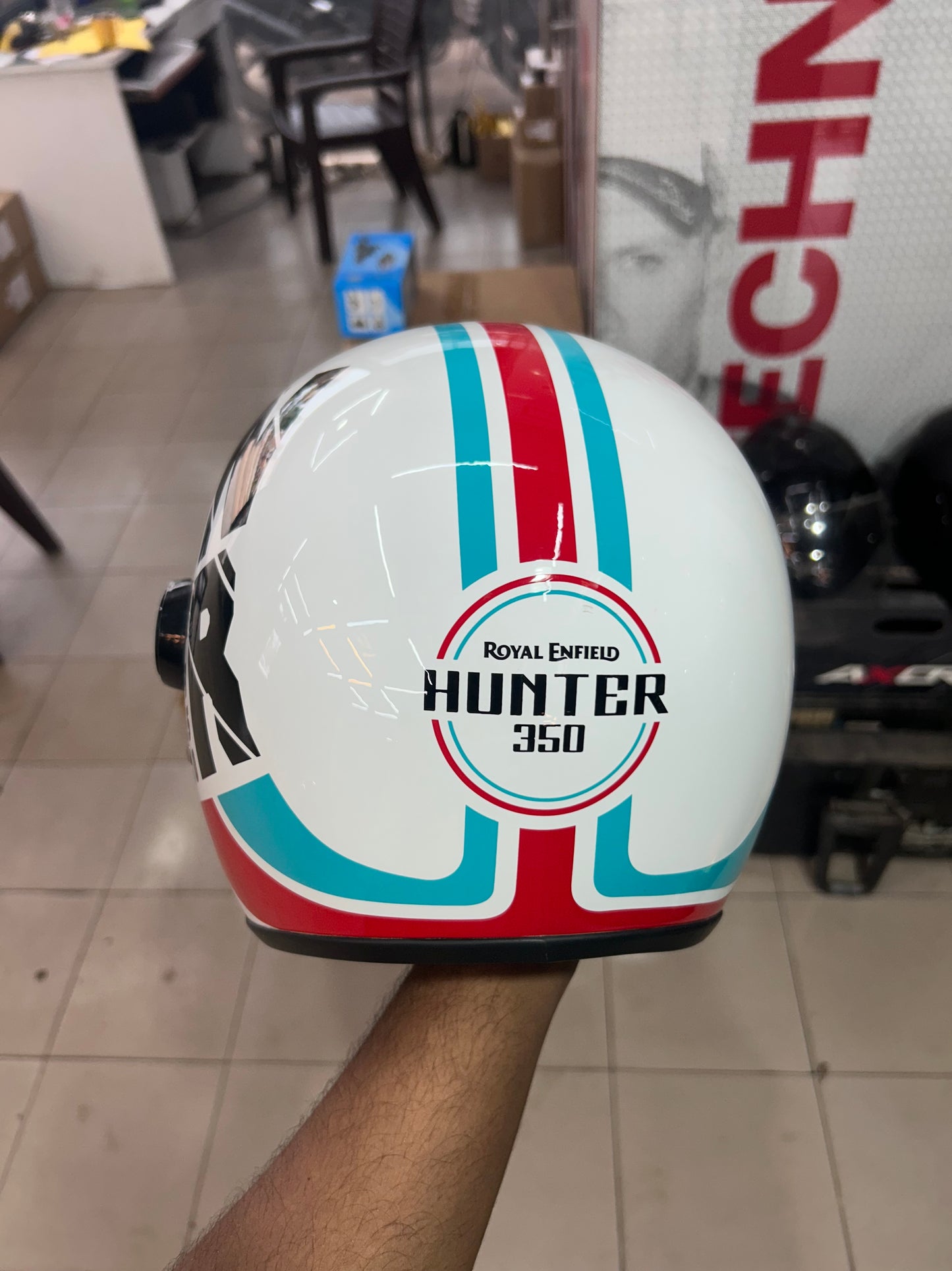 Royal Enfield Hunter Copter Helmet – White (ISI Certified, L Size – 580mm)