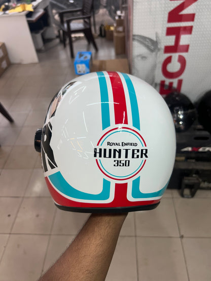 Royal Enfield Hunter Copter Helmet – White (ISI Certified, L Size – 580mm)