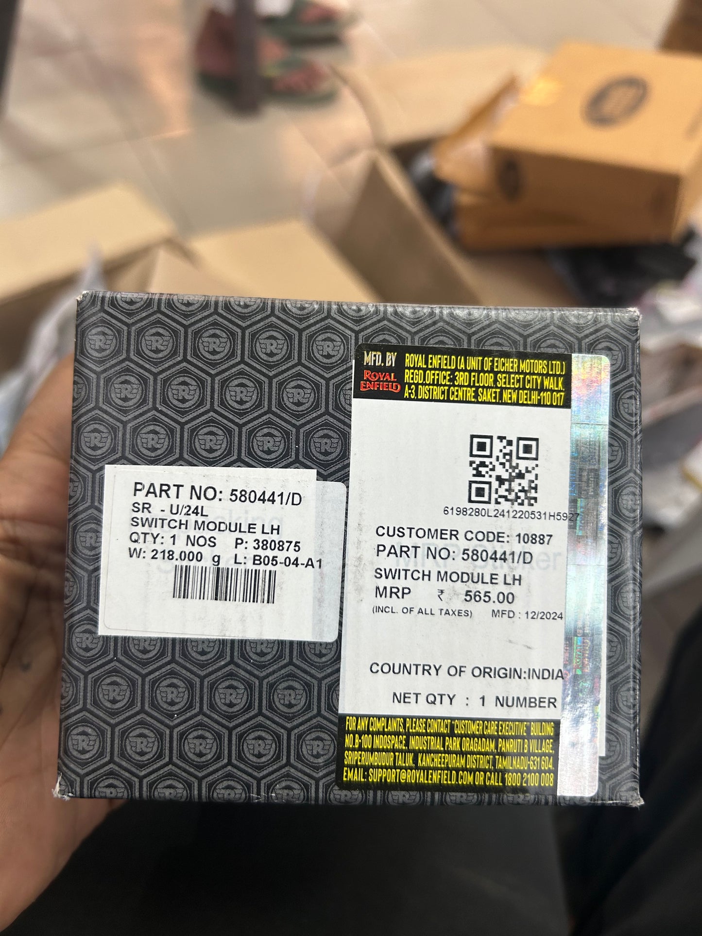 Royal Enfield 580441/D - Switch Module LH | Genuine Left-Hand Switch for Classic 350, Bullet 350, Thunderbird 350 & Interceptor 650 (BSIV Models)