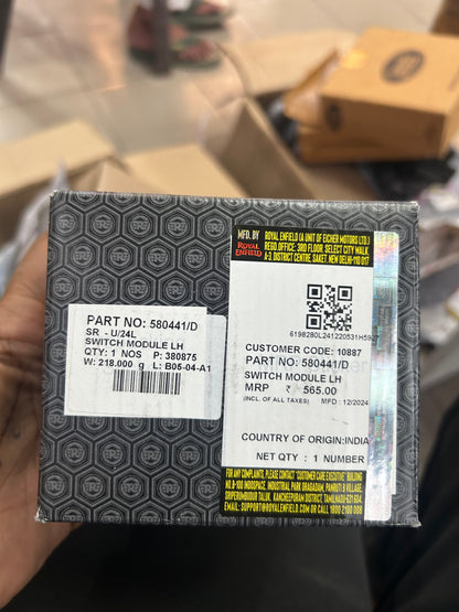 Royal Enfield 580441/D - Switch Module LH | Genuine Left-Hand Switch for Classic 350, Bullet 350, Thunderbird 350 & Interceptor 650 (BSIV Models)