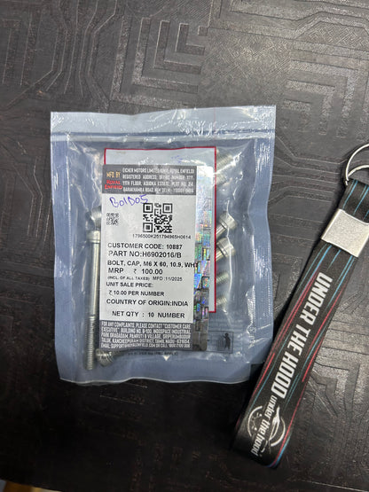 Royal Enfield H6902016/B – Hex Socket Head Cap Screw M6x60 (Grade 10.9, WHT) – Genuine OEM High-Tensile Bolt