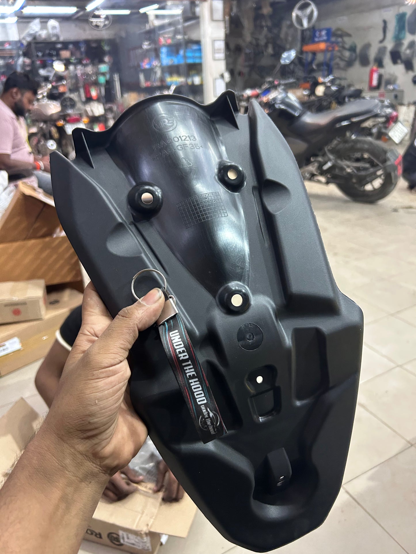 Royal Enfield KXA00494 – Black Rear Mudguard Extender for Guerrilla 450 – Genuine GMA Accessory