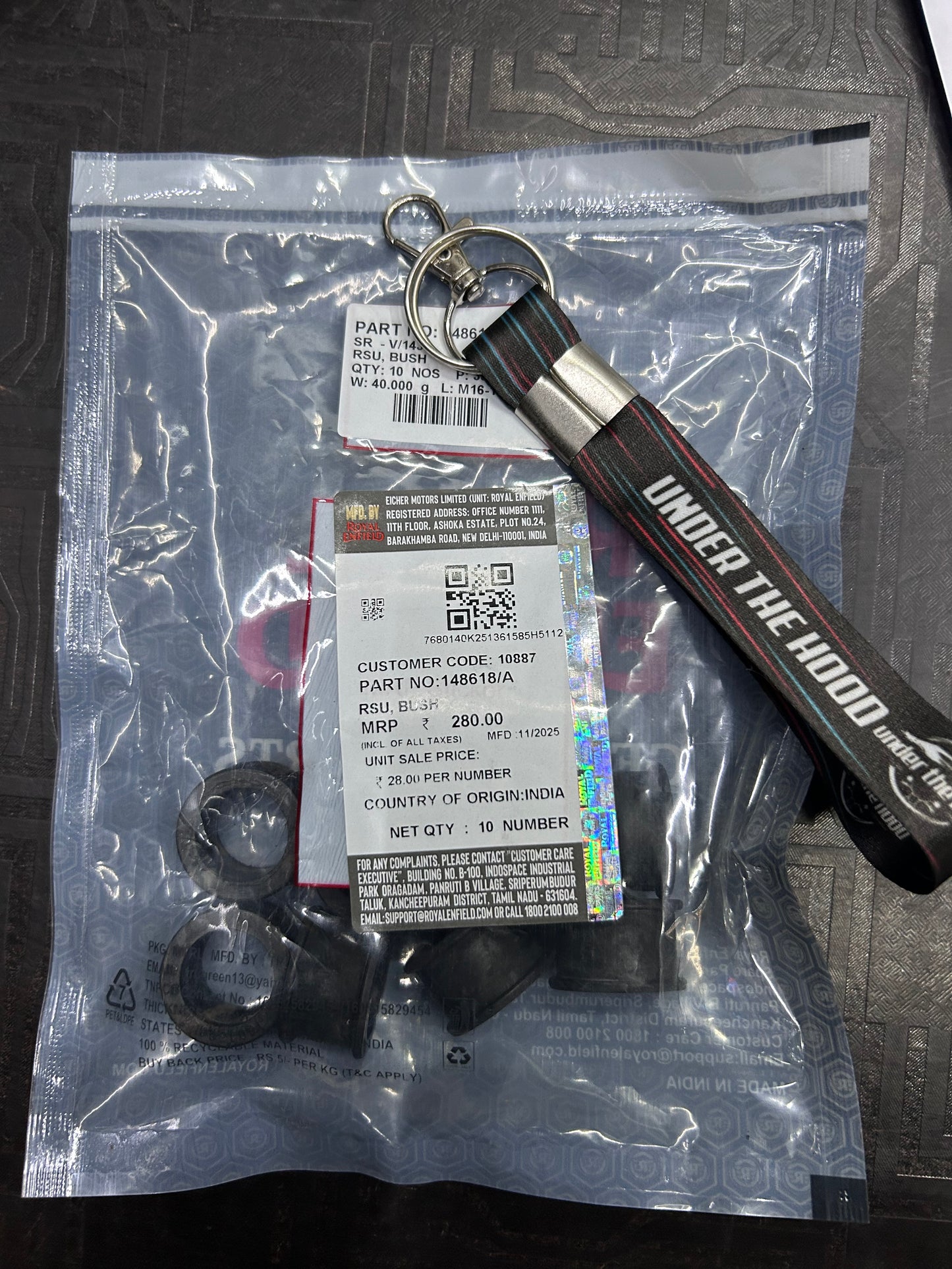 Royal Enfield 148618/A RSU Bush – OEM Swingarm Upper Bush for Interceptor & Continental GT 650