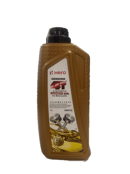 Hero Genuine 4T Plus 10W-30 Synthetic Engine Oil (API SL, JASO MA2) – Bikes (Wet Clutch Safe) – 800/900/1000/1200ml Options – SPDMCYL01SS