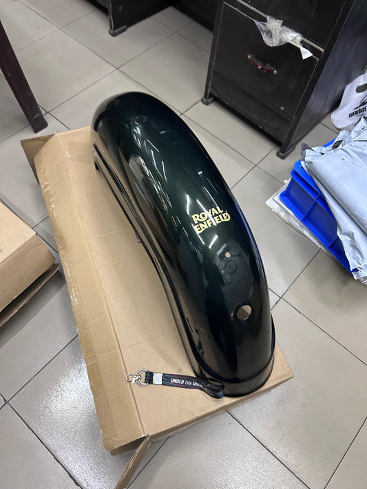 Genuine Royal Enfield Bullet 500 UCE BS4 Forest Green Complete Rear Mudguard Assembly – 880027