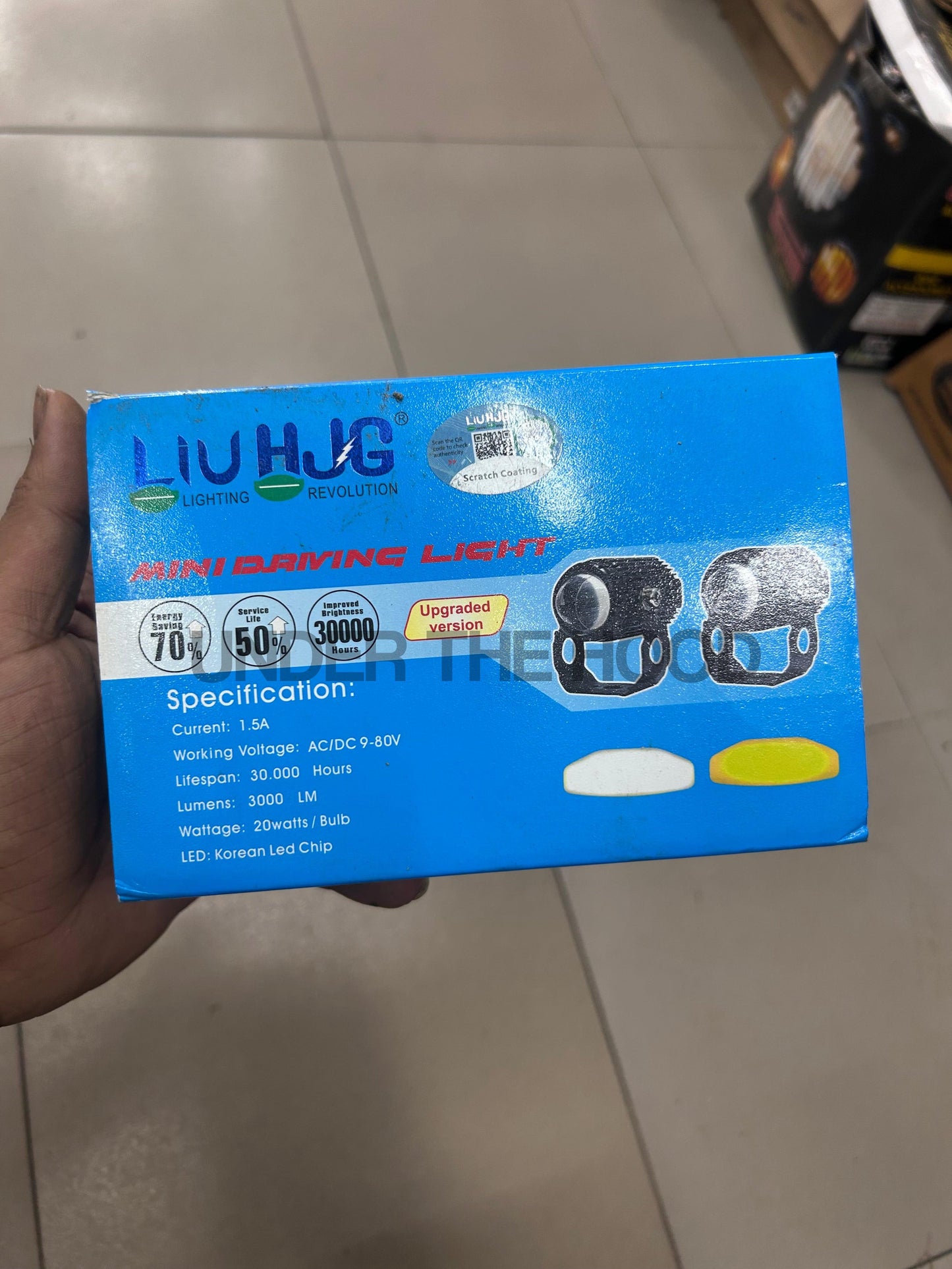 HJG Mini Drive Original LED Fog Light Set – Yellow Low Beam & White High Beam, Dual-Color 40W (9-80V), IP67 Waterproof, Universal Fit for Bikes & Cars + 3-Way Switch