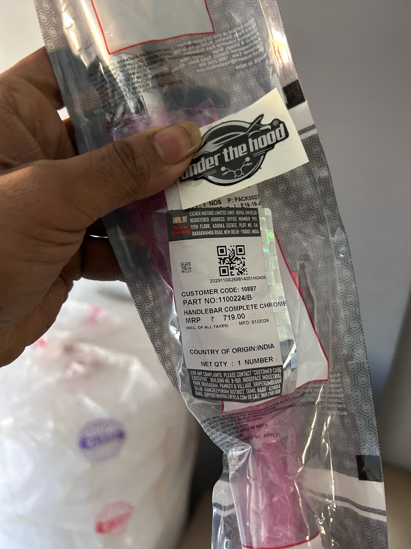 Genuine Royal Enfield Meteor 350 BS6 Chrome Handlebar Complete (Stellar Variant) – 1100224 / 1100224/B