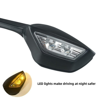 ZX6R MIRROR FOR R15 Rear View Side Mirror With Turn Signal Led Indicators Motorcycle Side Rearview Mirrors Adjustable Compatible With R15-V3, V4 Kawasaki Ninja, Zx-10R Bikes, Pack Of 1