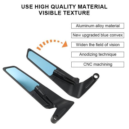 Adjustable Stealth Fin Bike Mirrors – Set of 2 for Yamaha, Hero, Suzuki, Benelli, Duke, Apache & More