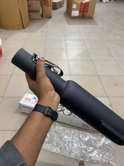Silman Short Punjab Big Mouth 57mm Black Silencer for Classic 350 Reborn, Meteor 350 & Bullet 350 J-Series | LSM4-B