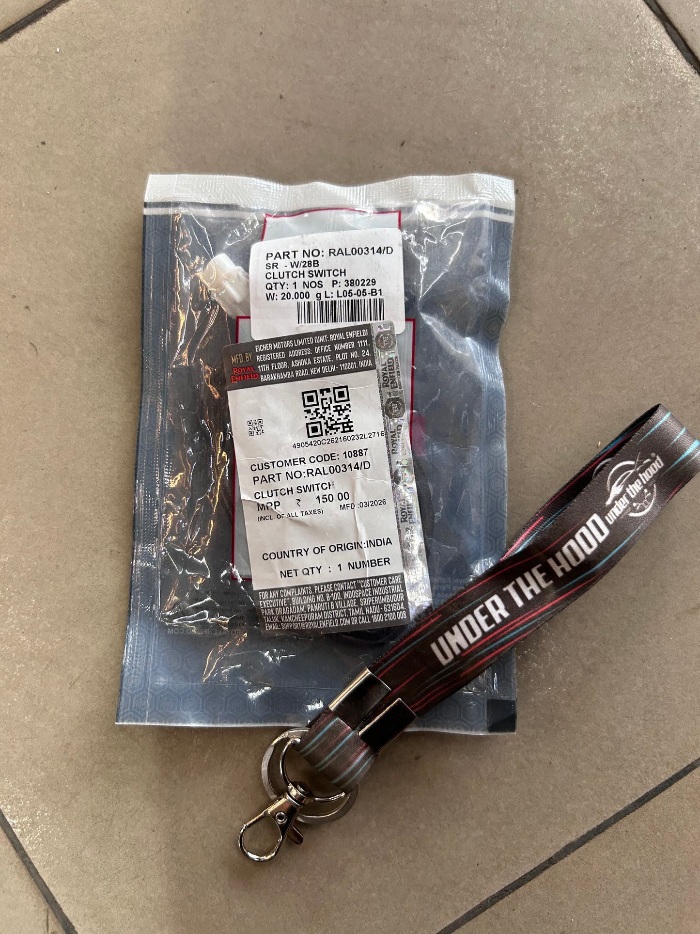 Royal Enfield Clutch Lever Switch (Safety/Start Interlock) — Himalayan 450 & Guerrilla 450 (Sherpa-450, BS6.2/E5) — RAL00314/D
