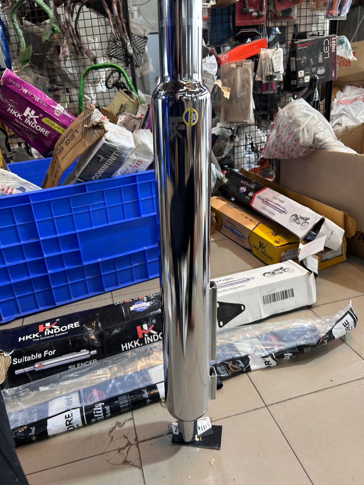HKK Indore HK17A Long Punjab 63mm Big Mouth Chrome Silencer – Royal Enfield UCE Classic/Bullet/Electra