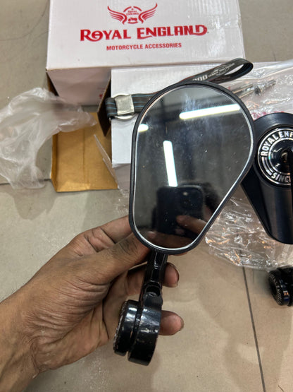 Royal Enfield Touring Style Mirrors (GMA Style Replica) – Triangular Black Mirror Pair for Classic, Bullet, Meteor, Hunter, Himalayan, Interceptor & GT 650