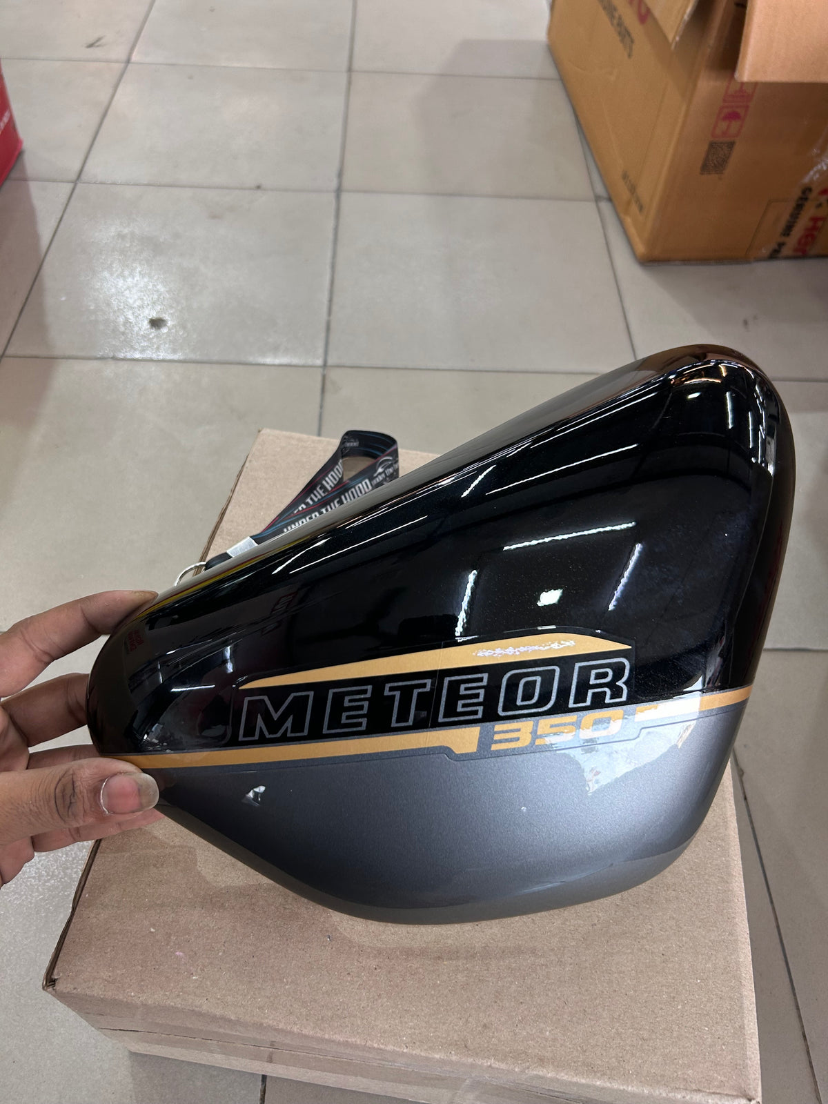 Royal Enfield Meteor 350 Supernova Black RH Outer Cover with Sticker Halcyon Black RAV02811/A