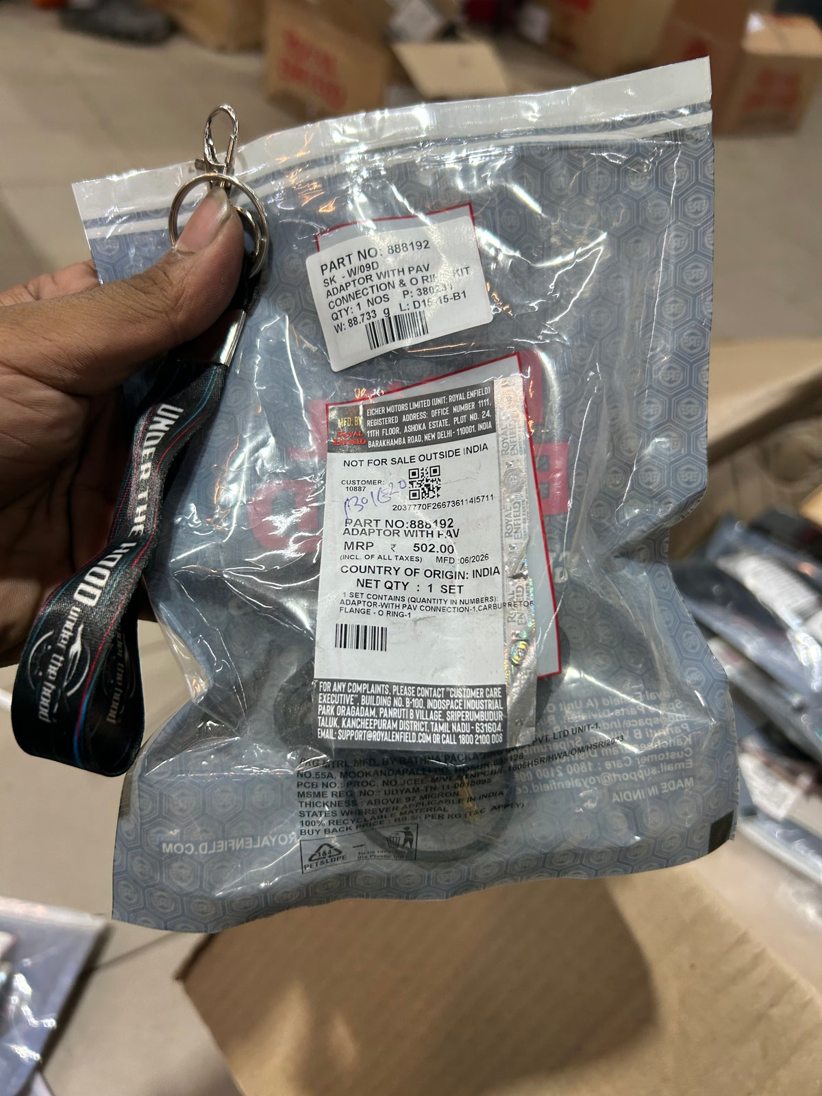 Royal Enfield Classic 500 / Thunderbird 500 / Himalayan 411 BS4 Euro 4 PAV Adaptor & O-Ring Kit 888192