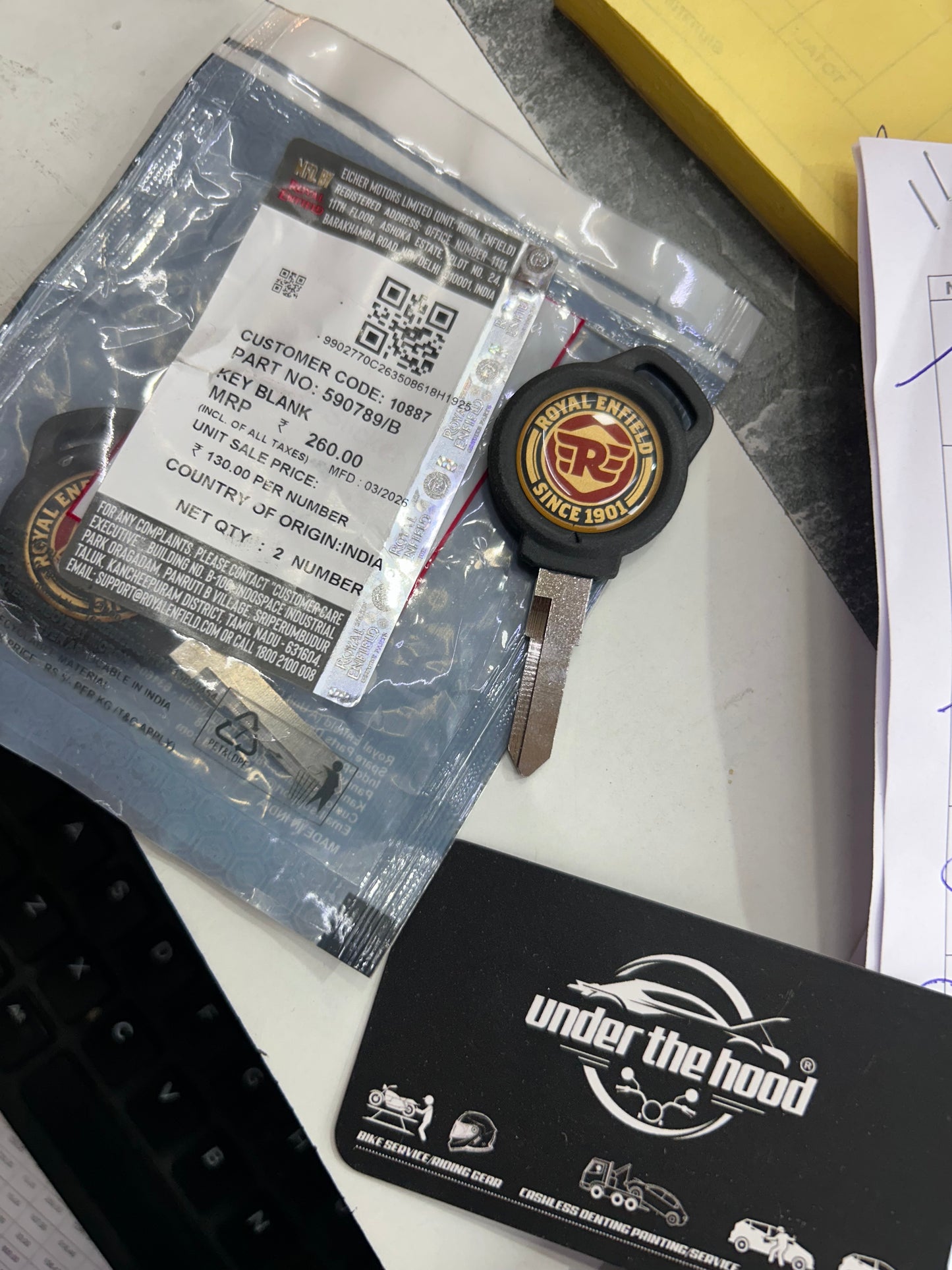 Royal Enfield Key Blank (Ignition/Fuel/Side-lock) — Bullet 350 KS – BS3 (Verified) — 590789