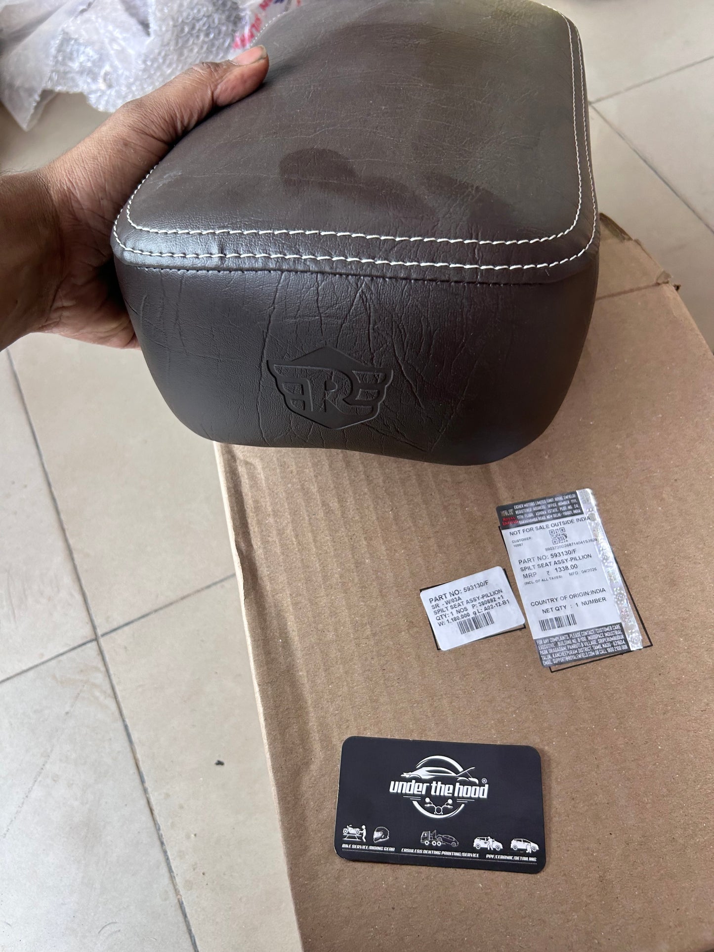 Royal Enfield Classic 350 / Classic 500 UCE Pillion Split Seat Brown – Genuine OEM Rear Seat 593130/F