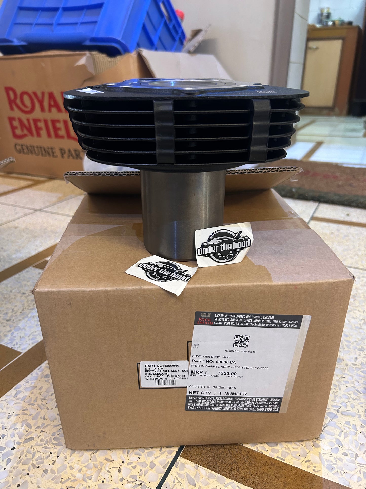 Royal Enfield 600004/A – Piston Barrel Assembly (Standard Bore) – Genuine OEM for 350cc UCE Models