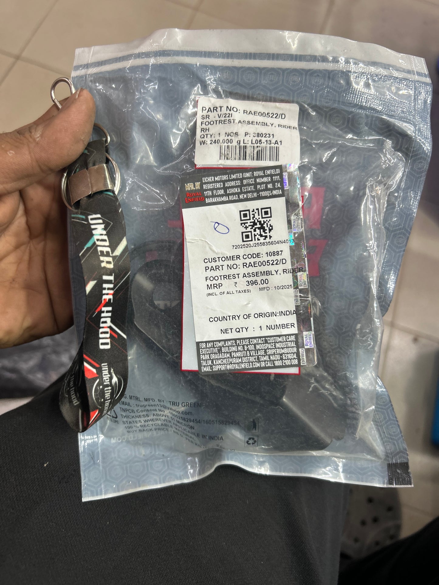 Royal Enfield Right Rider Footrest Assembly – OEM (RAE00522/D) for Bear 650