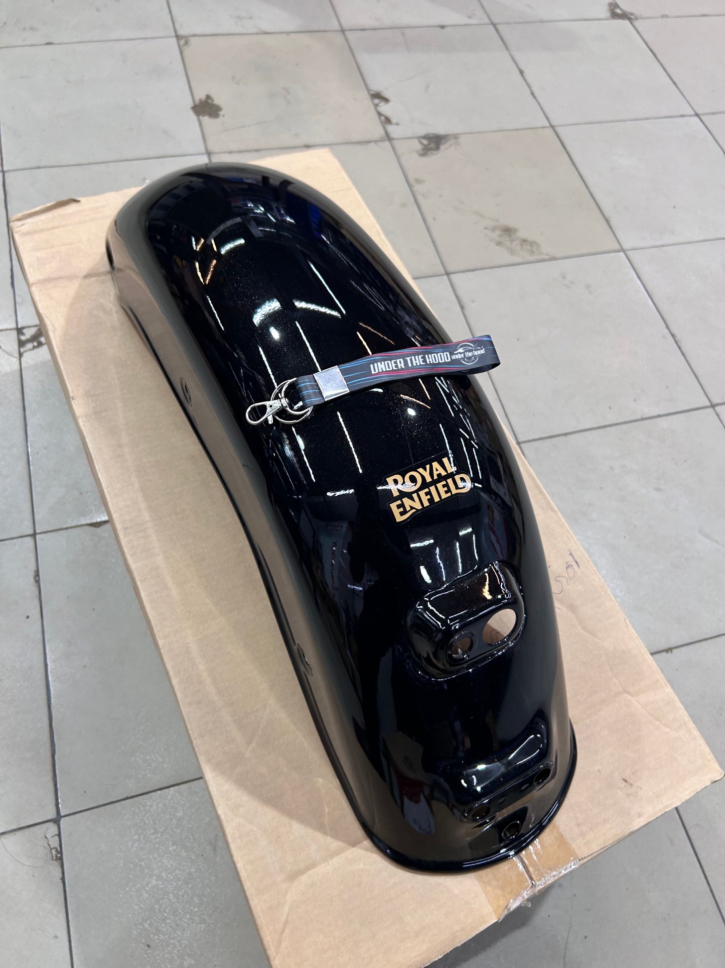 Royal Enfield RAQ00952/A Rear Mudguard with Sticker – Metallic Gloss Black – Bullet 350 Standard Black (J-Series BS6) – Genuine OEM