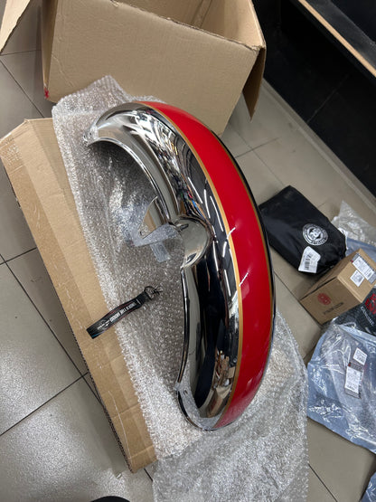 Royal Enfield Front Mudguard with Sticker GT Red & Chrome RAG00120/A for Classic 350 Reborn