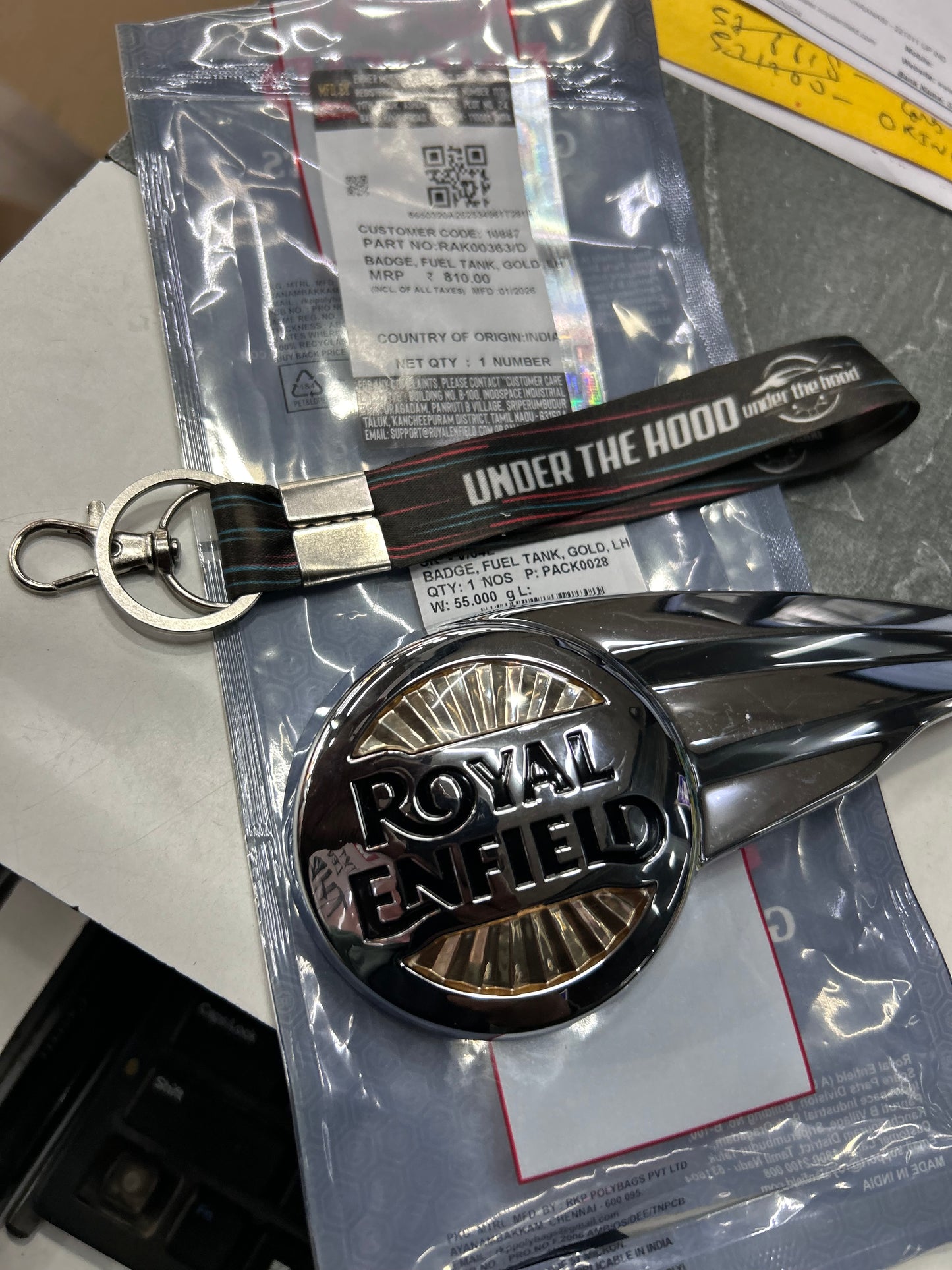Royal Enfield Fuel Tank Badge / Monogram (Gold) for Super Meteor 650 – Left Side (LH) – RAK00363/D