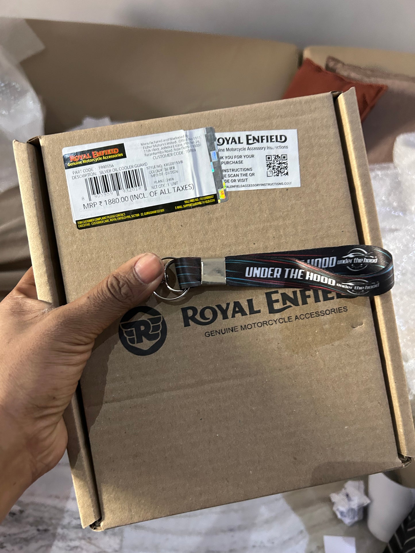 Silver Oil Cooler Guard (Oil Cooler Protector) for Interceptor 650 / Continental GT 650 / Super Meteor 650 / Shotgun 650 / Bear 650 / Classic 650 – 1990556 (Genuine Royal Enfield)