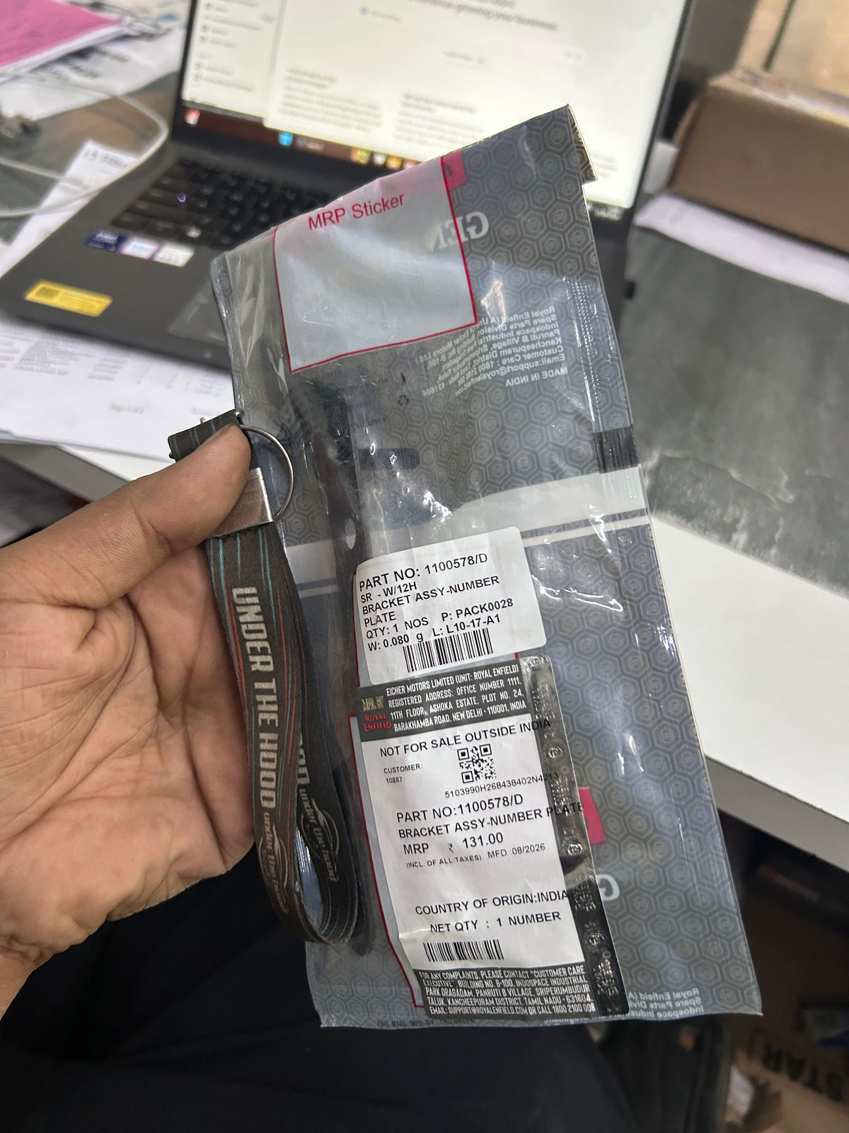 Genuine REAR Number Plate Bracket Holder for Royal Enfield Classic 350 Reborn (J-Series BS6) | 1100578/D | OEM