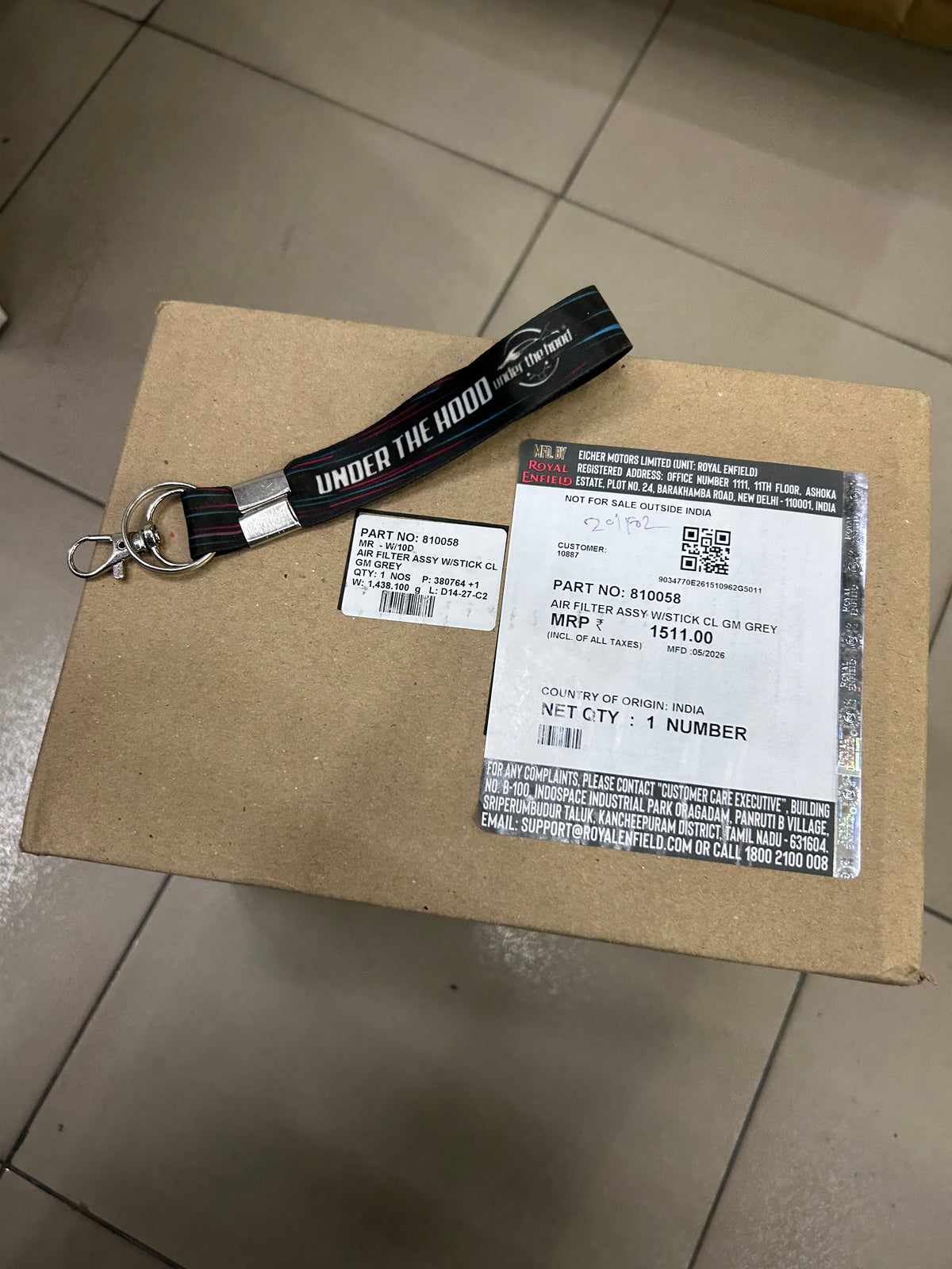 Royal Enfield Classic 350 UCE Gun Grey BS4 RH Air Filter Box Assembly with Sticker 810058
