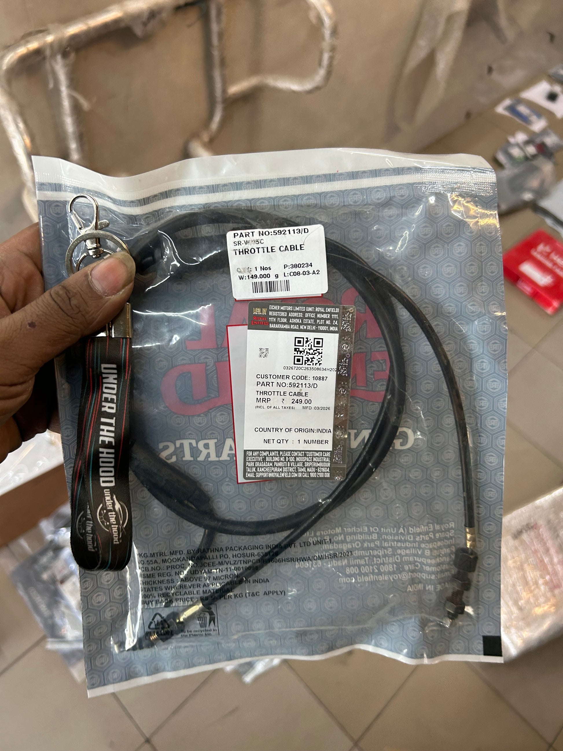 Royal Enfield 592113/D throttle cable for Classic 350