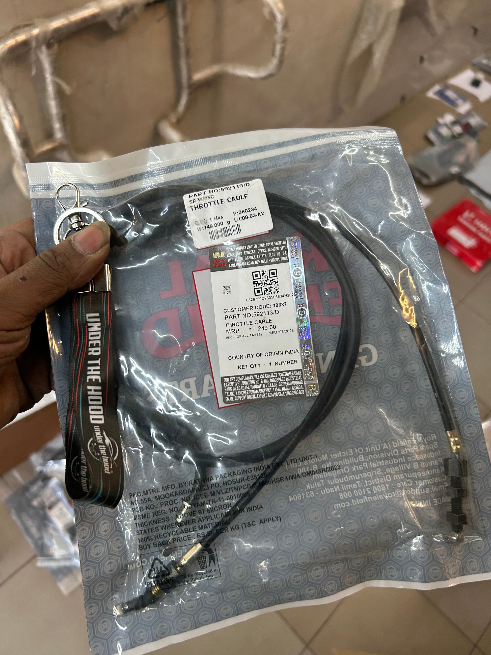 OEM Royal Enfield 592113/D throttle cable for Electra 350 UCE ES
