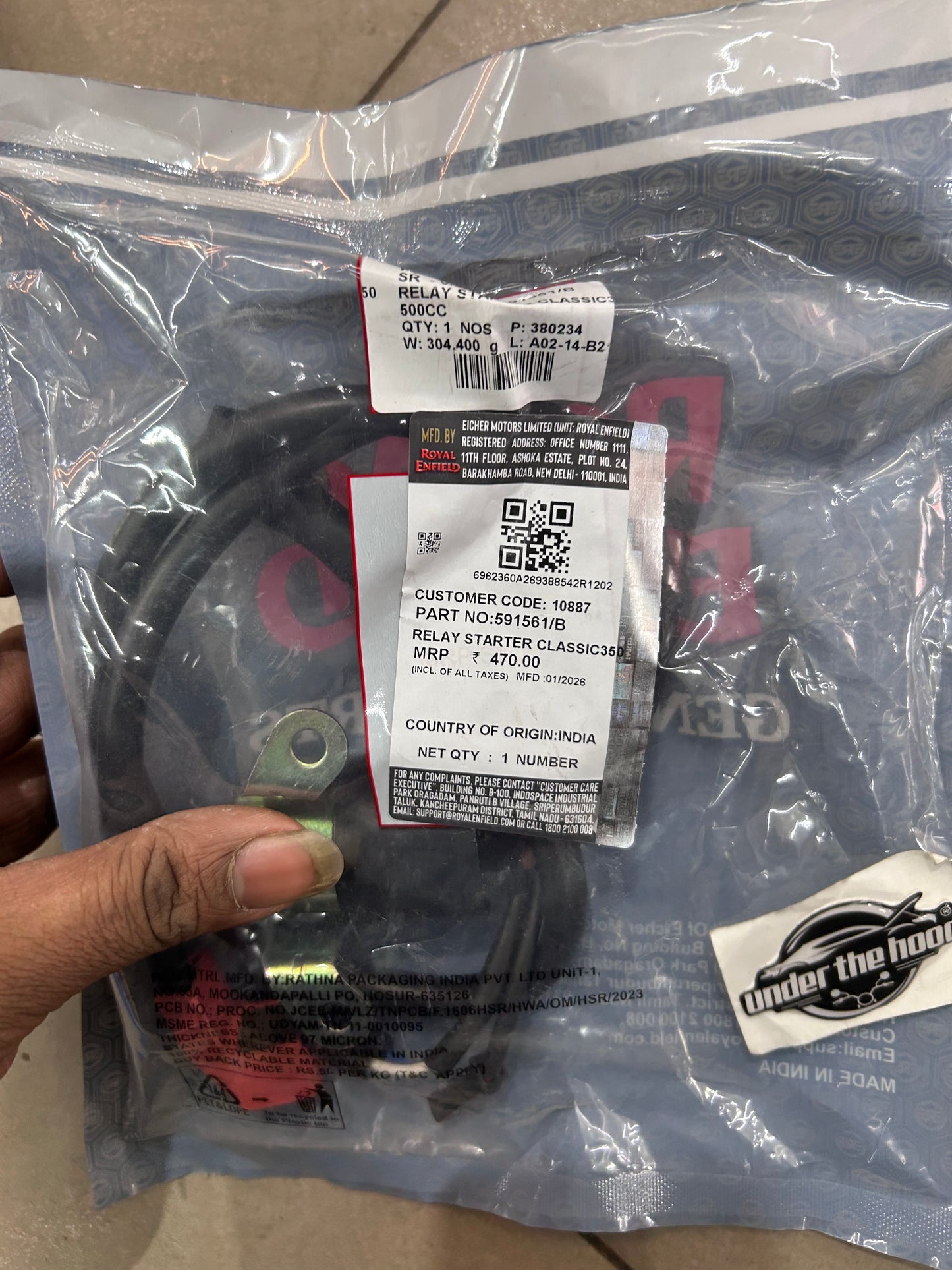 Royal Enfield Starter Relay (Relay Starter) 591561/B – Classic 350 / Electra 350 UCE (ES) / Classic 500 EFI / Bullet 500 EFI