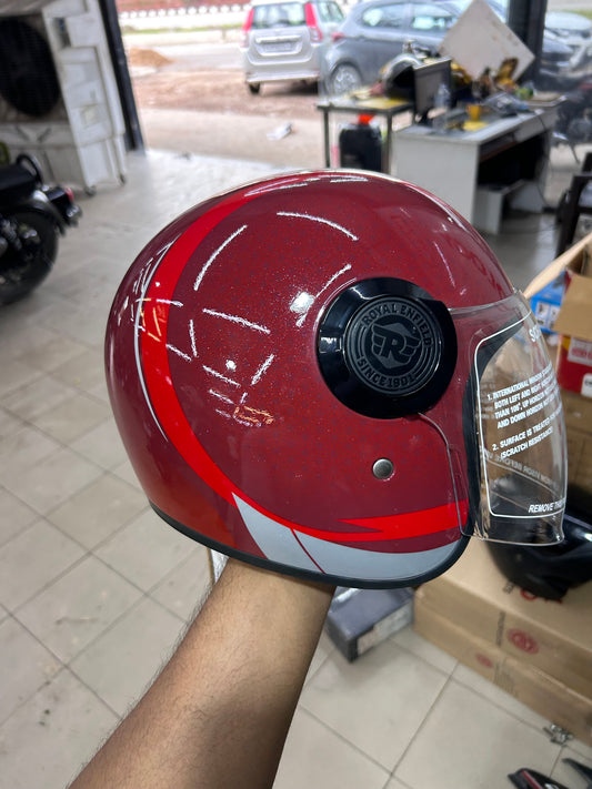 Royal Enfield Copter Helmet – Red SBH-65 (XL 62cm) | DOT & ISI Certified | Genuine LTR Edition
