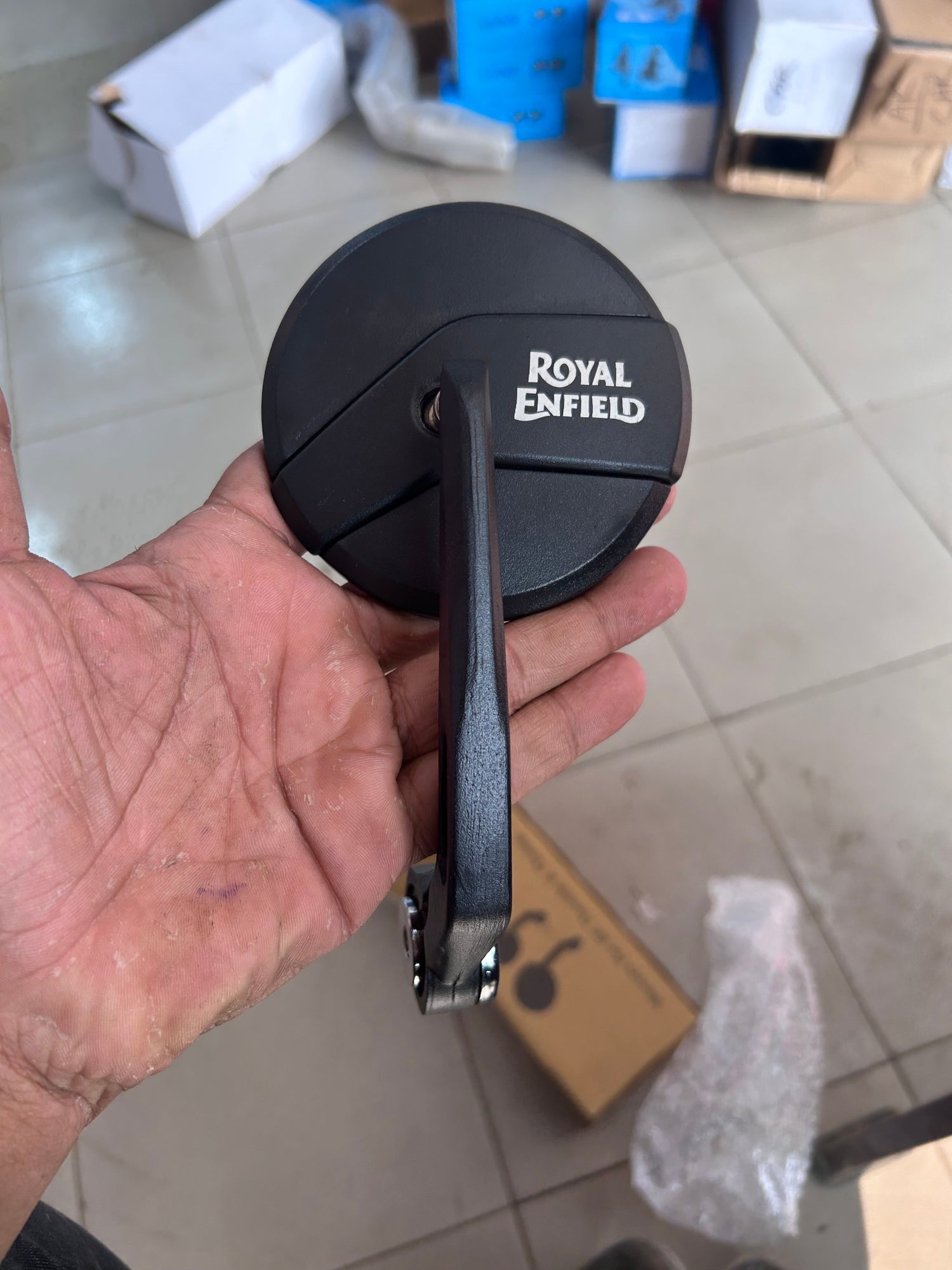 Royal Enfield replica bar end mirror – matte black cafe racer mirror for GT 650 & Meteor