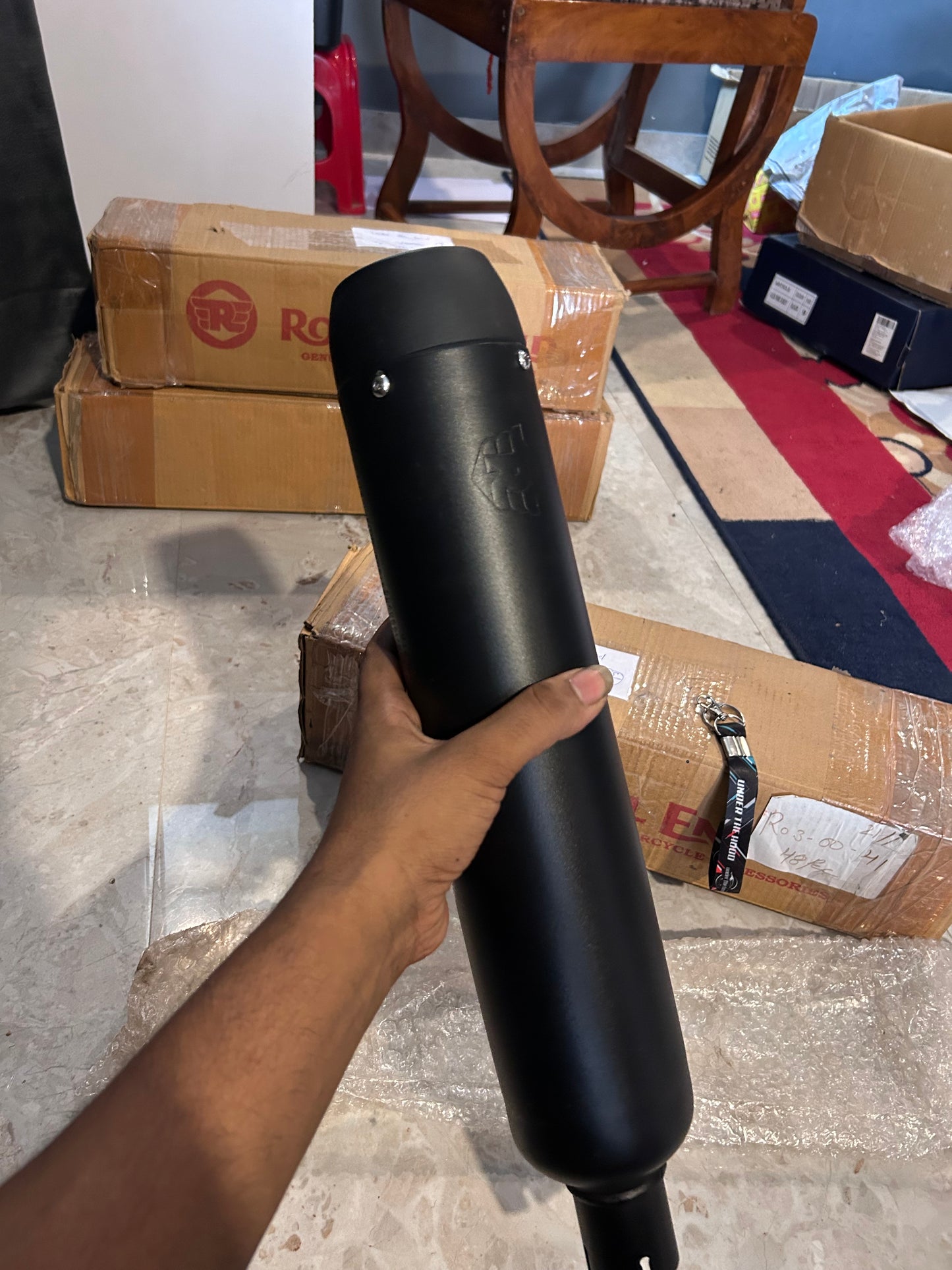 Royal Enfield 1990727 Black Tapered Silencer-IN — OEM Black Exhaust for Classic UCE