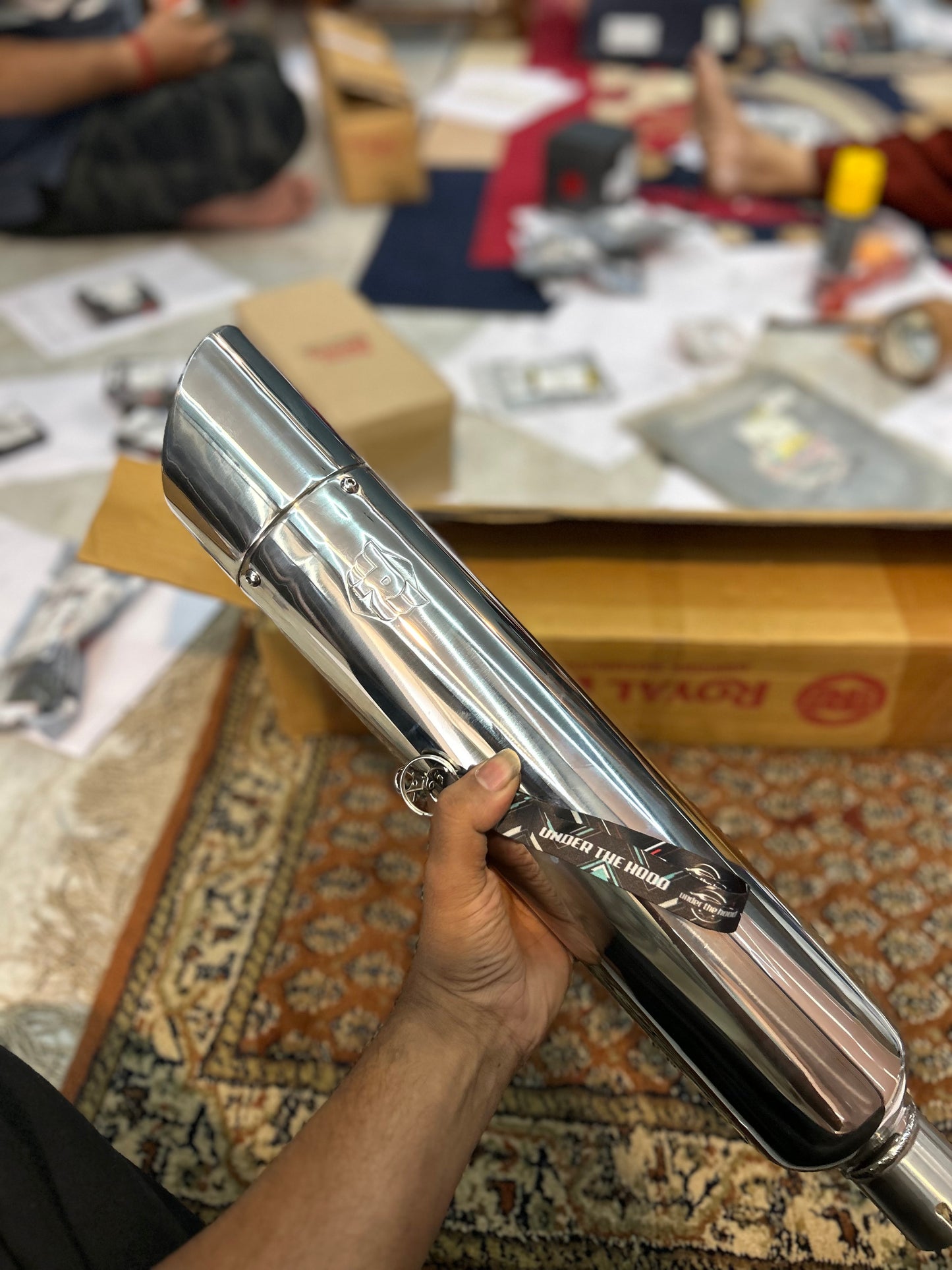 Royal Enfield 1990714 Silver Slashcut Silencer-IN — OEM Silencer for Classic UCE