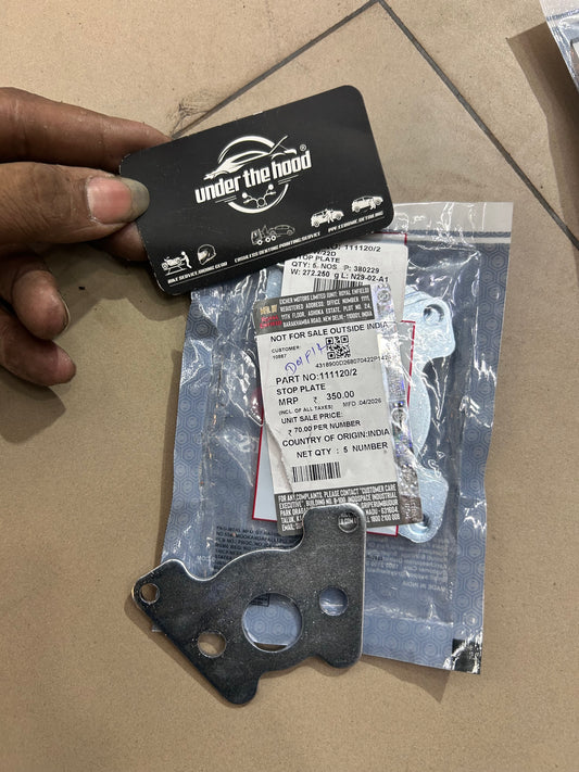 Stop Plate, Foot Control for Royal Enfield Bullet 350/500, Electra 4S, Lightning 535 (4-Speed Retired Models) | 111120/2 | Genuine OEM