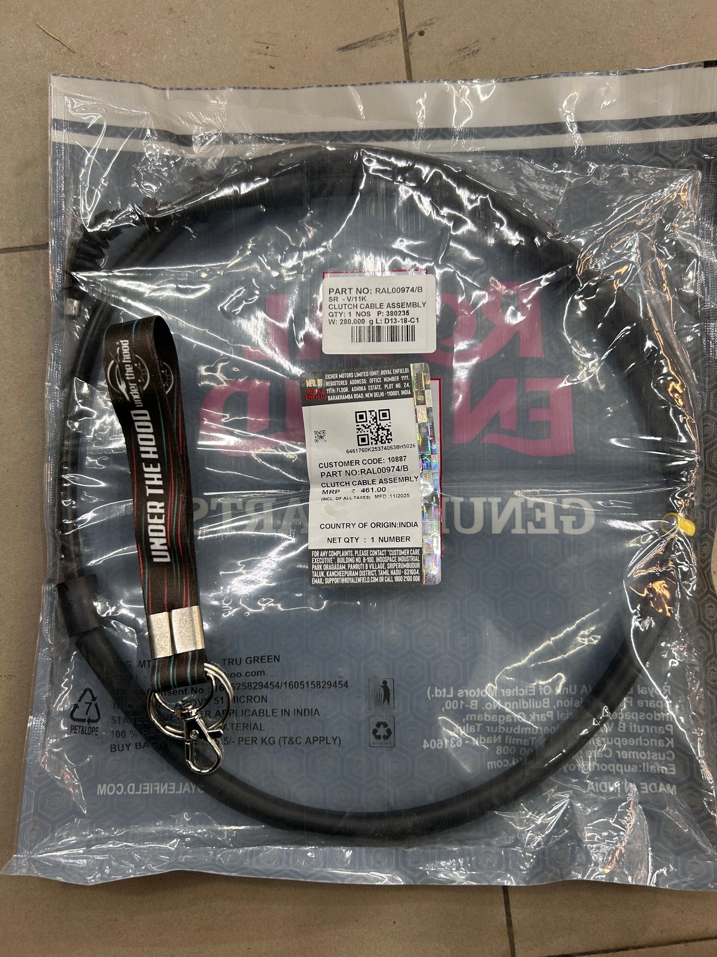 Royal Enfield RAL00974 – Clutch Cable Assembly for Bear 650 – Genuine OEM Clutch Wire