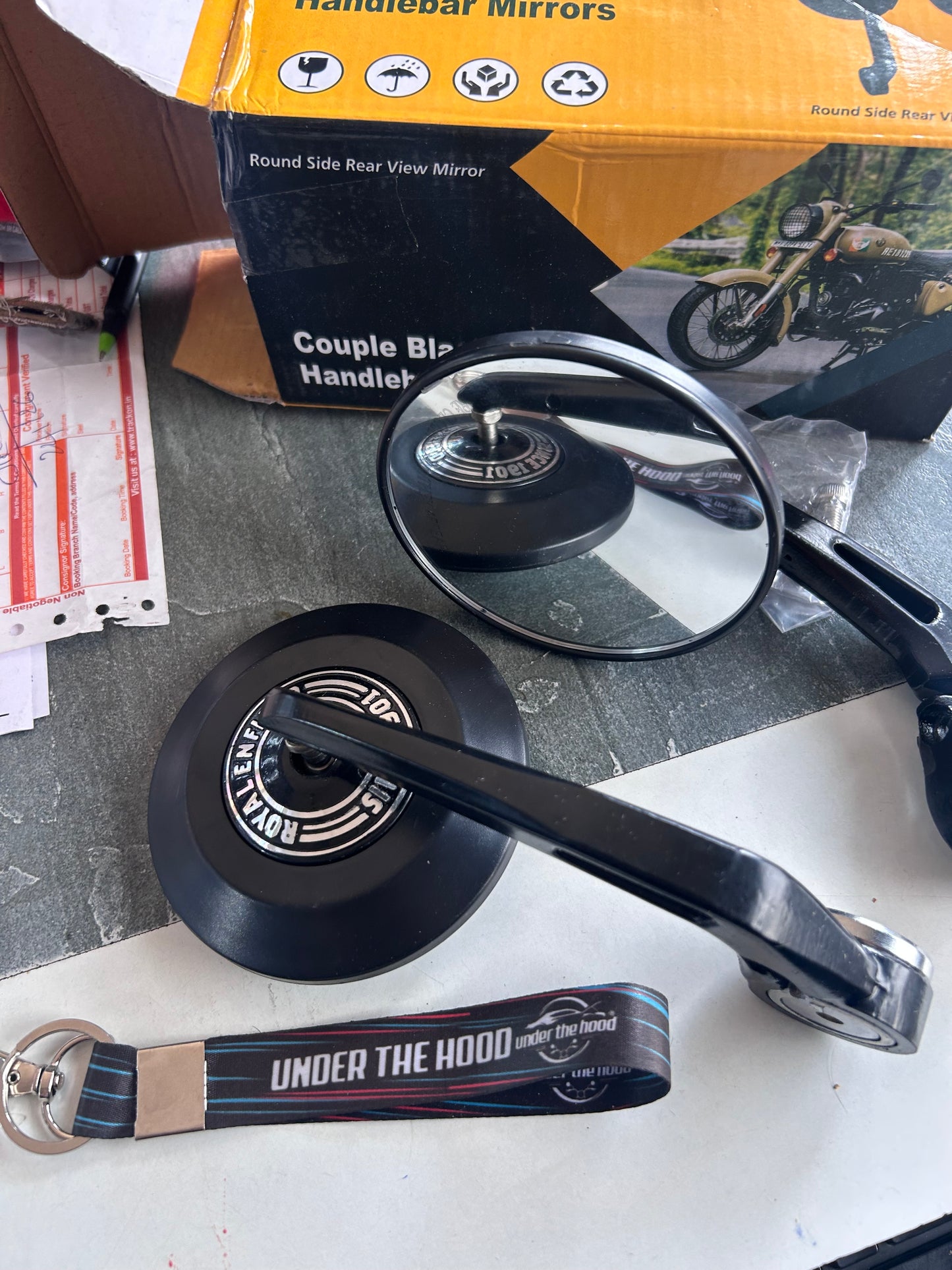 Premium GMA-Style Bar-End Touring Mirrors for Royal Enfield (Replica) – Under The Hood Edition