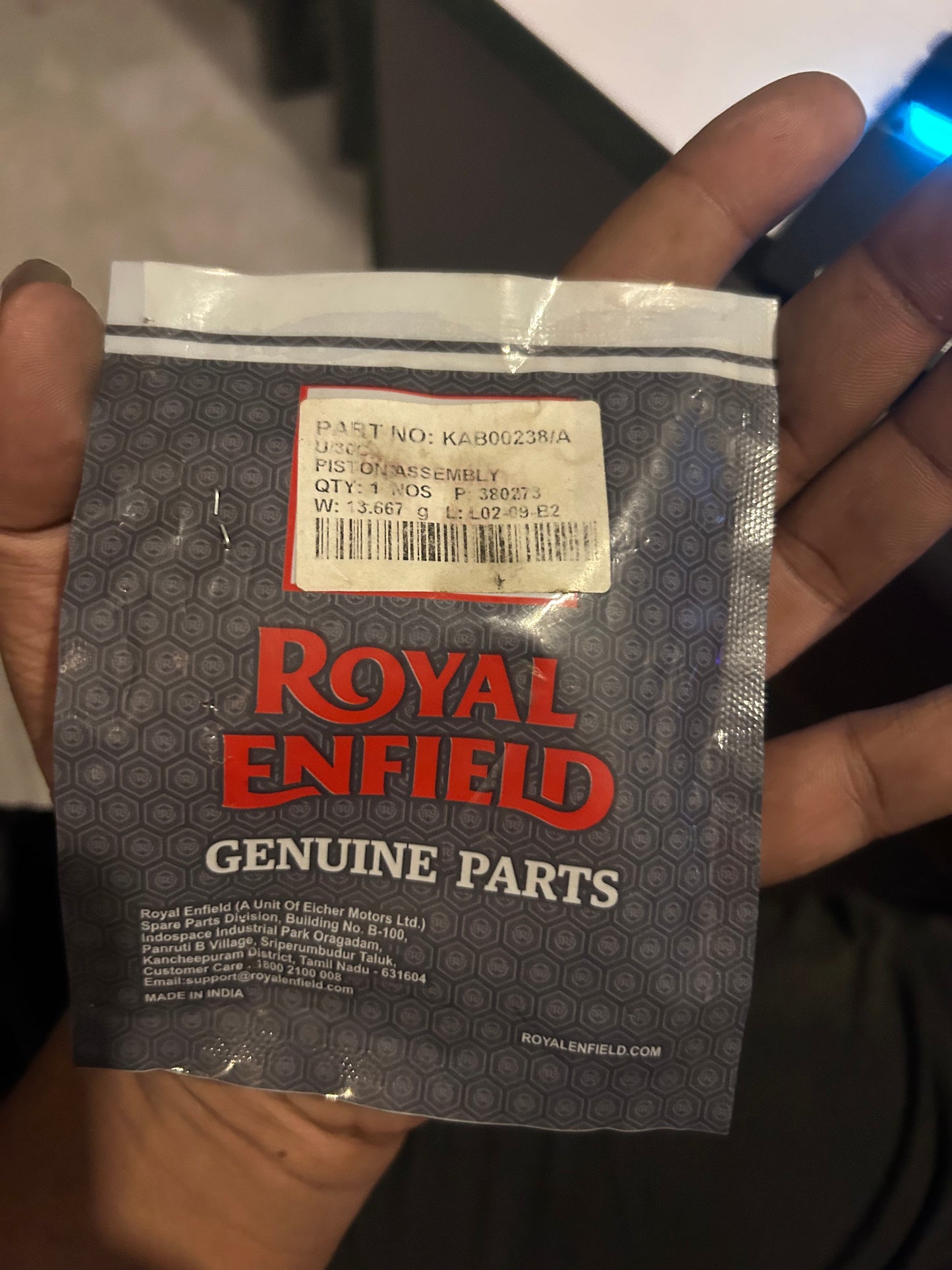 Royal Enfield KAB00238/A – Genuine Rear Master Cylinder Piston Assembly