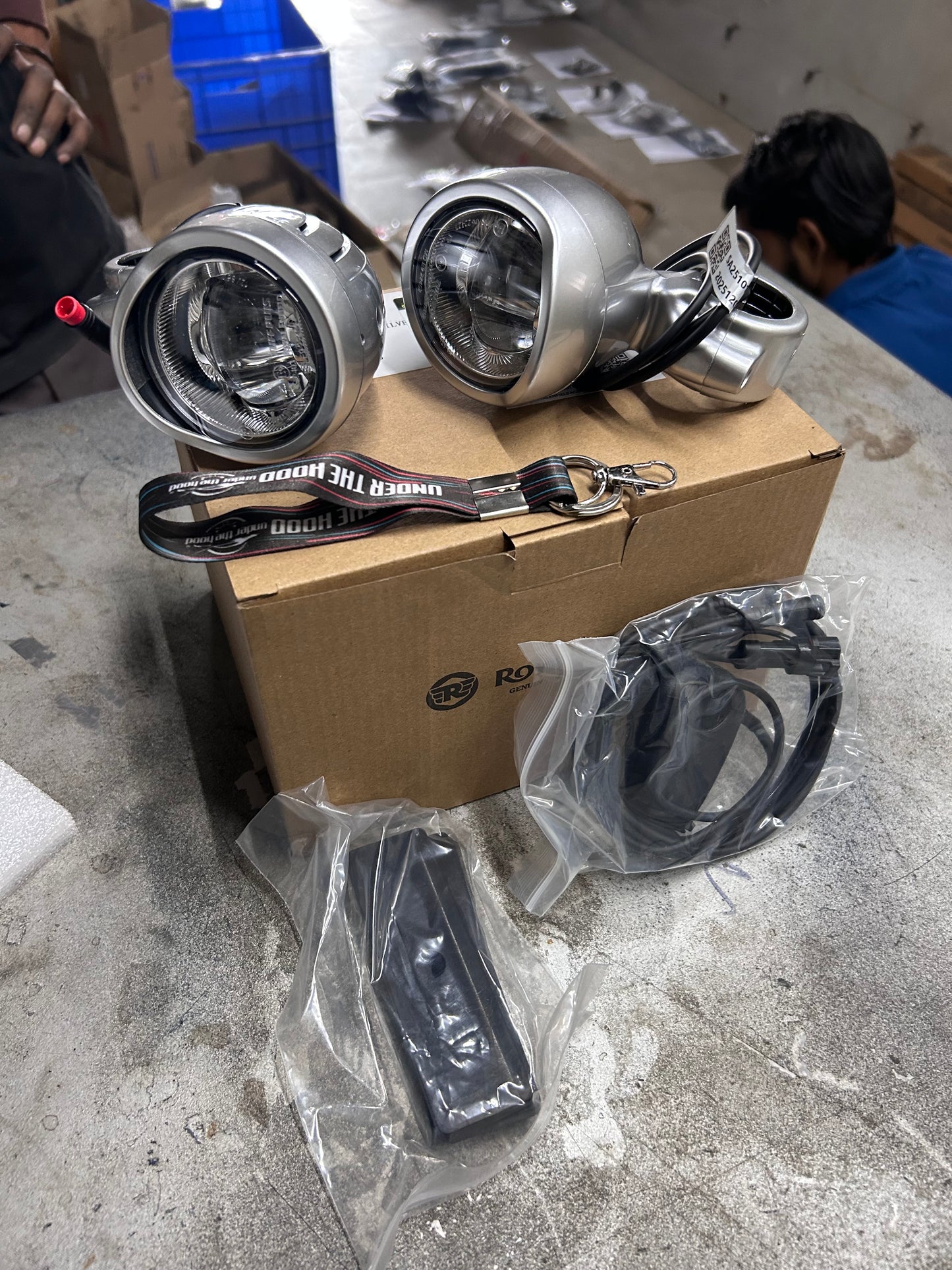 Royal Enfield Silver LED Fog Lights KXA00064 — Genuine RE Accessory / Auxiliary Lights