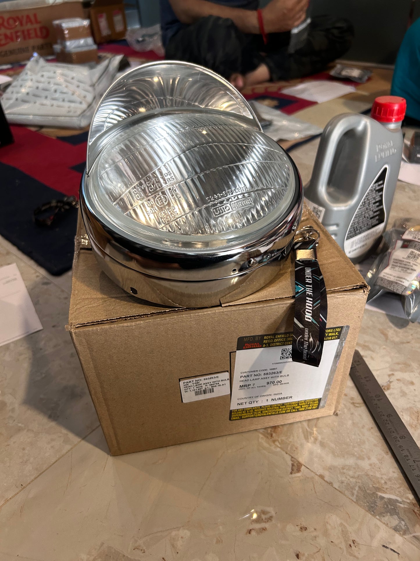 Royal Enfield 593263/E Head Lamp Assembly with Bulb – OEM Fit for Classic 350, Classic 500 & Bullet 350/500