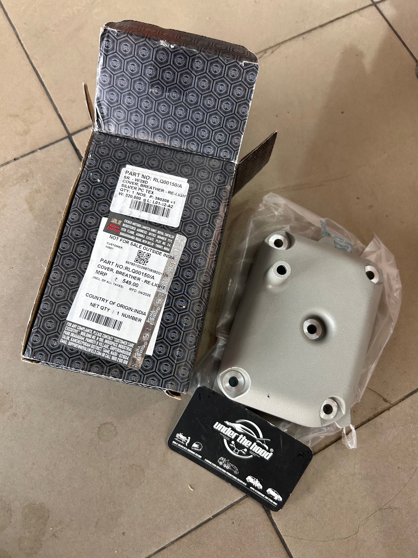 Royal Enfield Breather Cover RLQ00150/A Re-Light Silver for Interceptor 650 & Continental GT 650