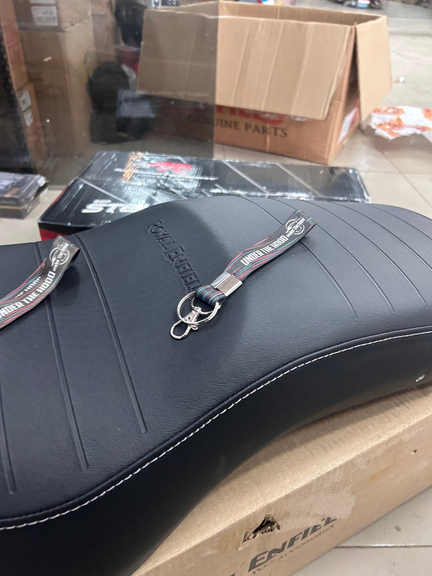 Royal Enfield Black Low Ride Dual Seat KXA00053 — OEM Lowered Seat for Bullet 350