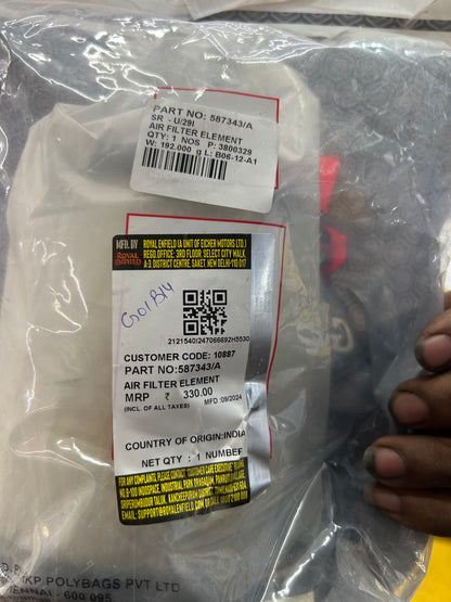 Royal Enfield Himalayan 411 & Scram 411 Air Filter Element – OEM 587343/A | Genuine RE Replacement
